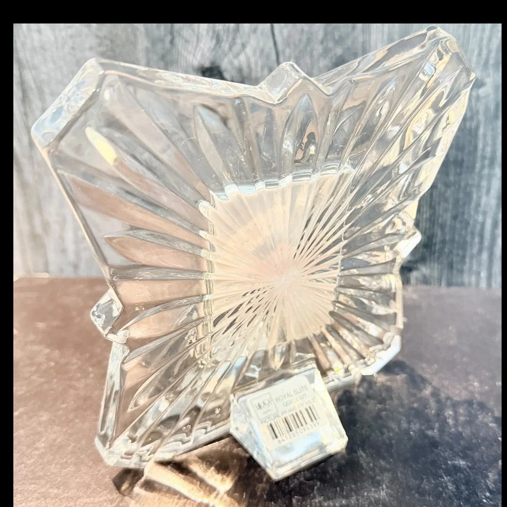 Mikasa Photo Frame Royal Suite Lead Crystal Clear 2.5x3.5 Starburst 90s Vintage